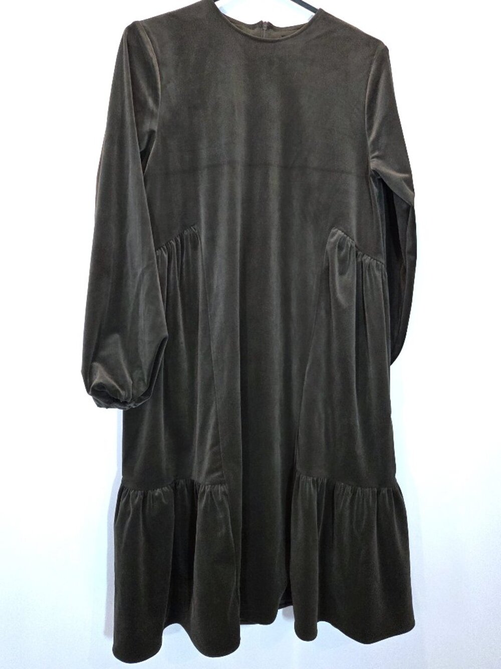 Concept Pine Green Velvet Tiered Dress Size M